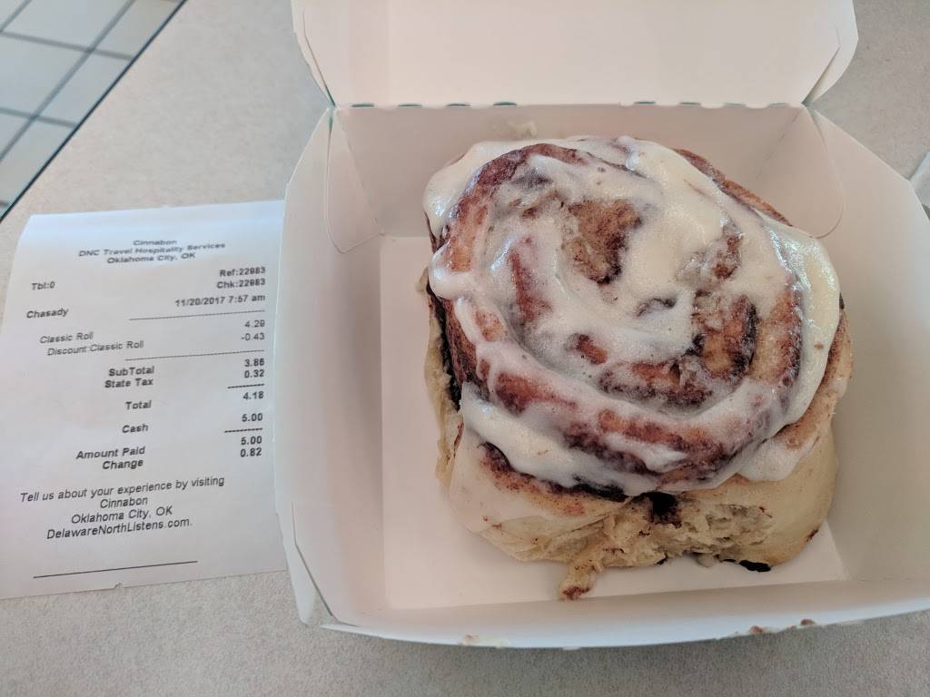 Cinnabon | restaurant | 7100 Terminal Dr, Oklahoma City, OK 73159, USA | 8882887655 OR +1 888-288-7655