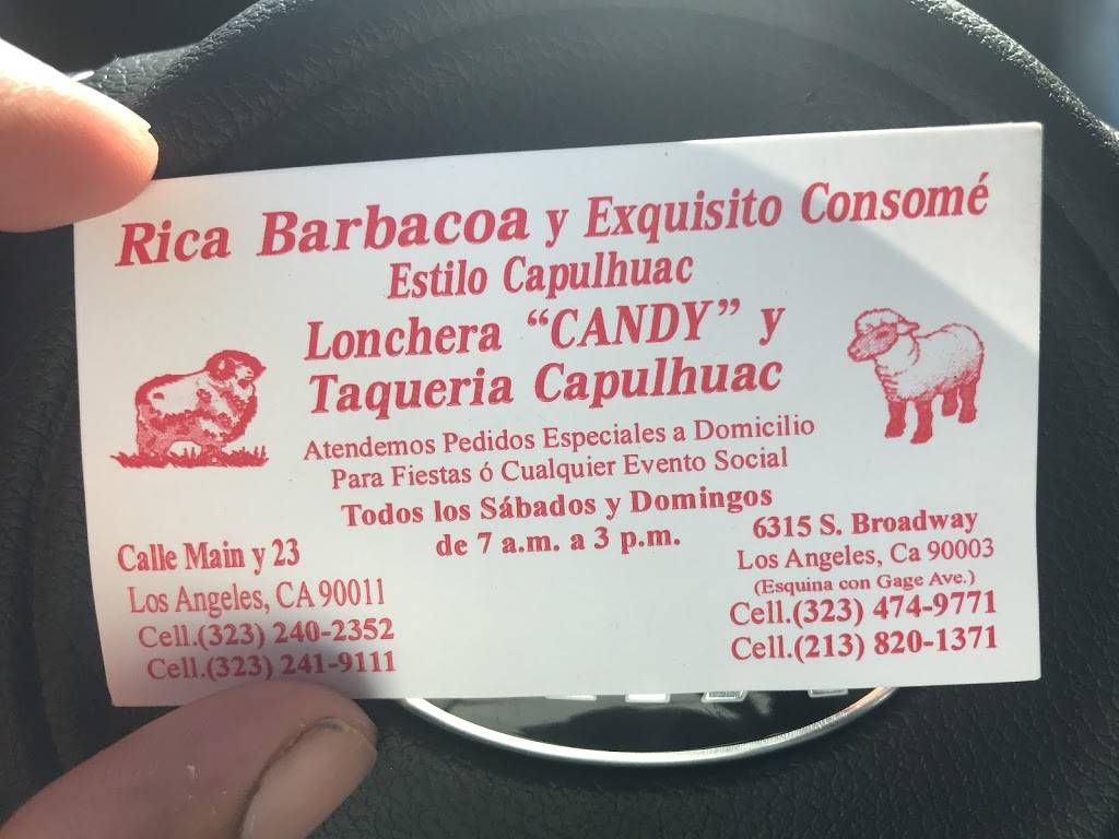 Taqueria Capulhuac | restaurant | 6315 S Broadway, Los Angeles, CA 90003, USA | 2138201371 OR +1 213-820-1371