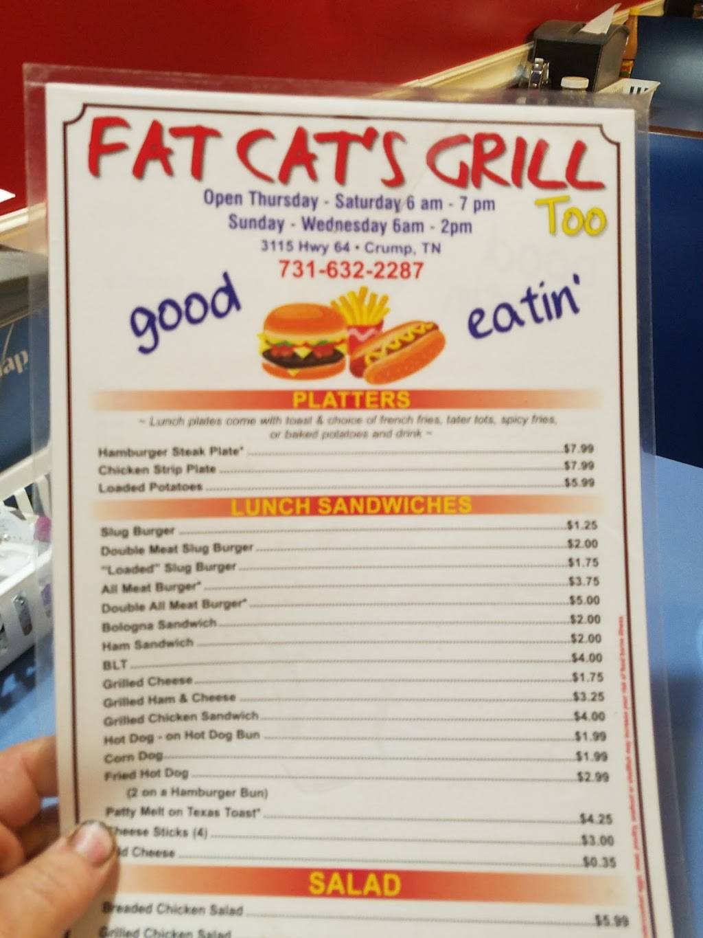 Fat Cats Grill | restaurant | 3433, 3115 US-64, Crump, TN 38327, USA | 7314587594 OR +1 731-458-7594