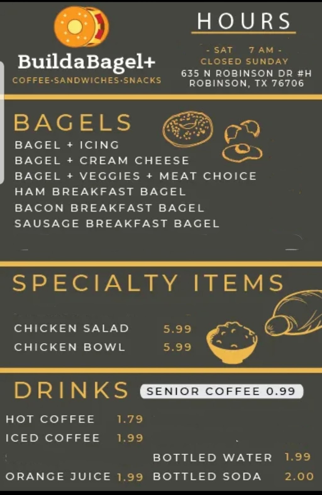 BuildaBagel+ | restaurant | 635 Robinson Dr H, Robinson, TX 76706, USA | 2544051733 OR +1 254-405-1733