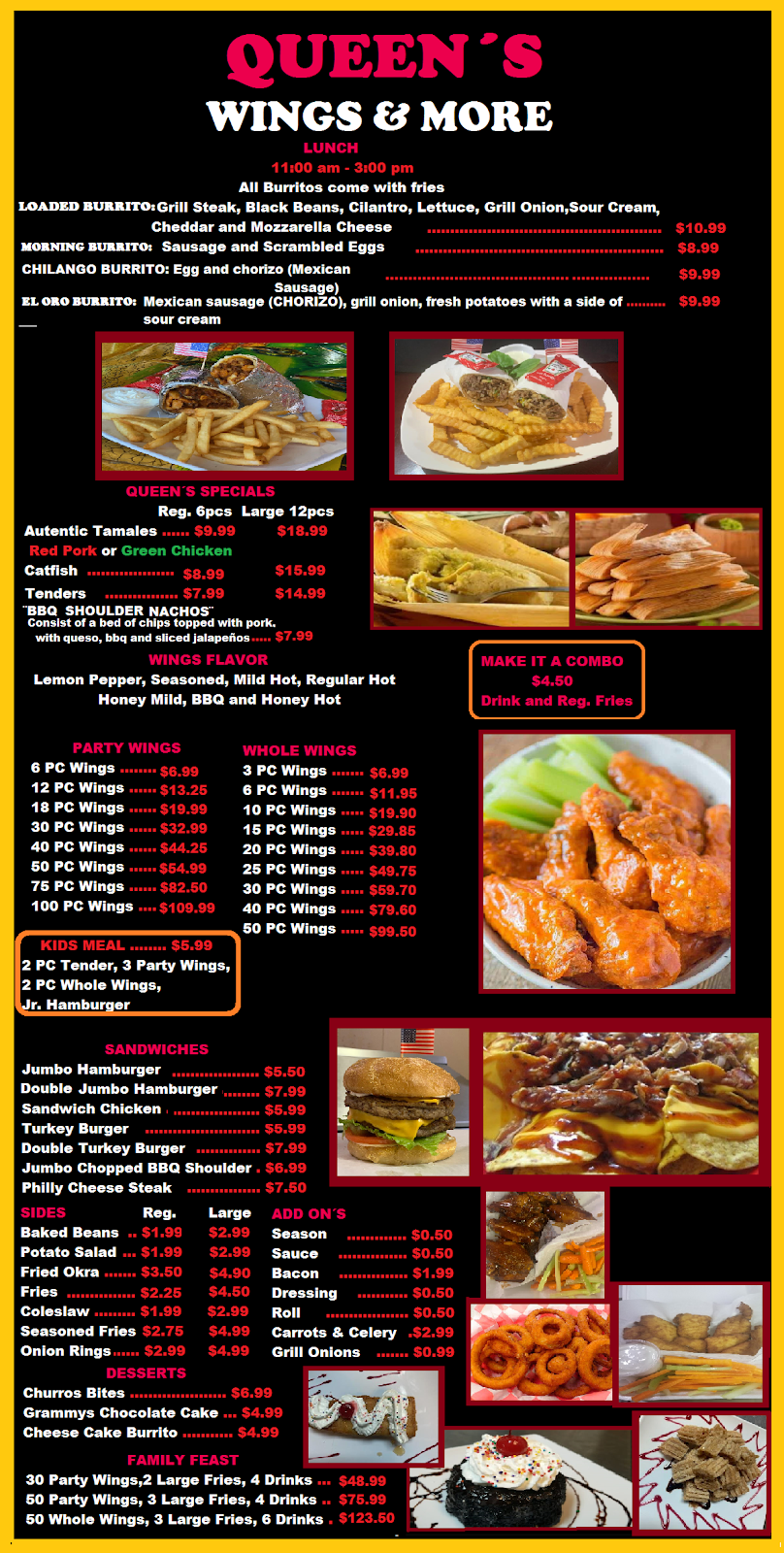 Queens wings and more | restaurant | 2570 Goodman Rd, Horn Lake, MS 38637, USA | 6625108191 OR +1 662-510-8191