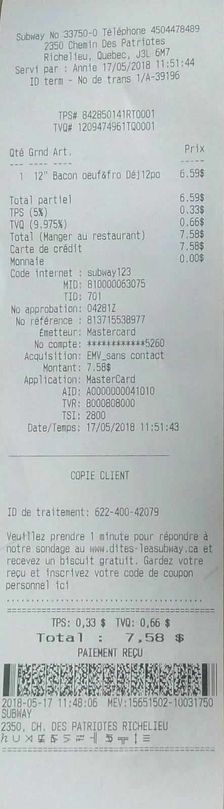 Subway | restaurant | 2350 Chemin des Patriotes, Richelieu, QC J3L 6M7, Canada | 4504478489 OR +1 450-447-8489