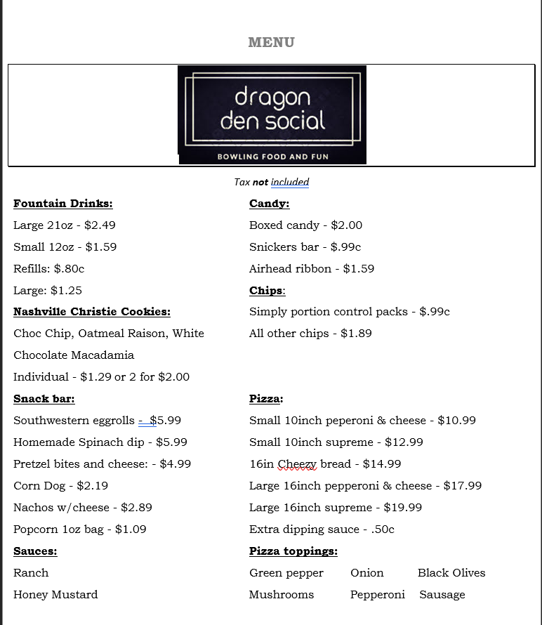dragon den social | restaurant | 1045 Glenobey Rd, Jamestown, TN 38556, USA | 9318792695 OR +1 931-879-2695