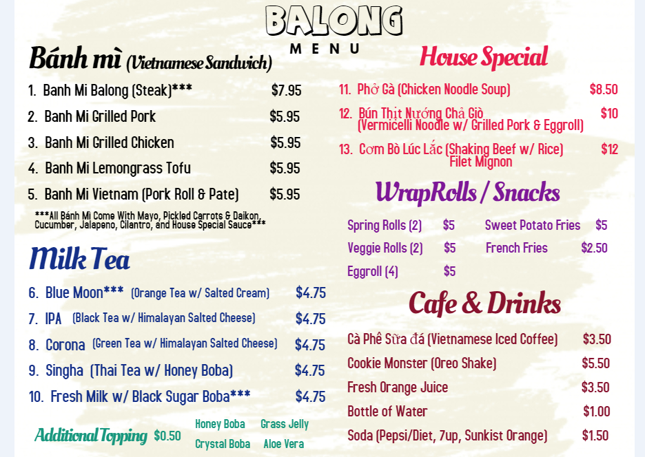 Banh Mi Balong | cafe | 8610 Brentwood Blvd Ste F, Brentwood, CA 94513, USA | 9255038715 OR +1 925-503-8715