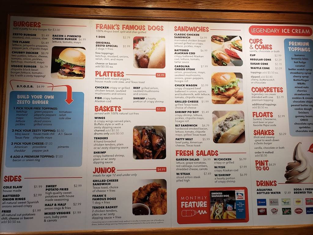 Zesto Burgers & Ice Cream | restaurant | 2600 New Walkertown Rd, Winston-Salem, NC 27101, USA | 3367935548 OR +1 336-793-5548