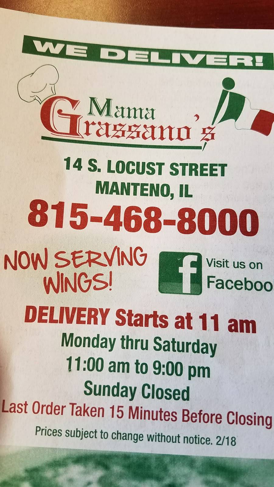 Mama Grassanos | meal delivery | 14 S Locust St, Manteno, IL 60950, USA | 8154688000 OR +1 815-468-8000