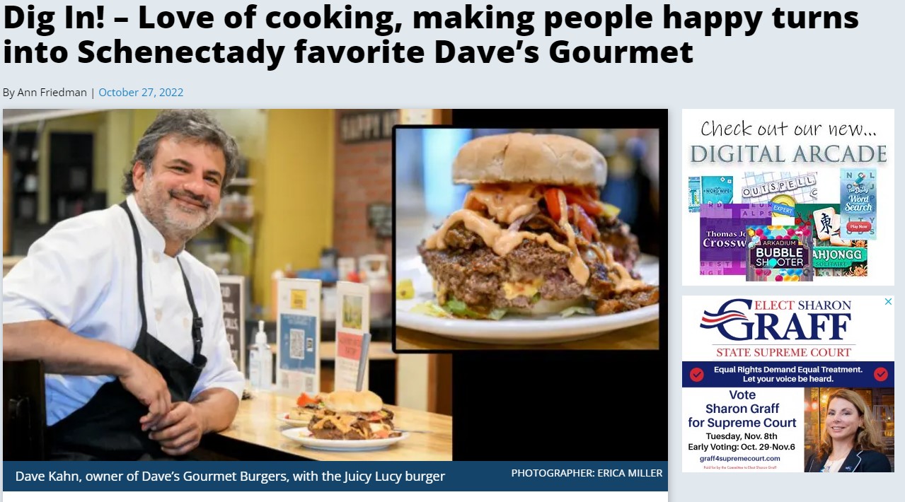 Daves Gourmet Burgers and More | restaurant | 16 Edison Ave, Schenectady, NY 12305, United States | 5182803900 OR +1 518-280-3900