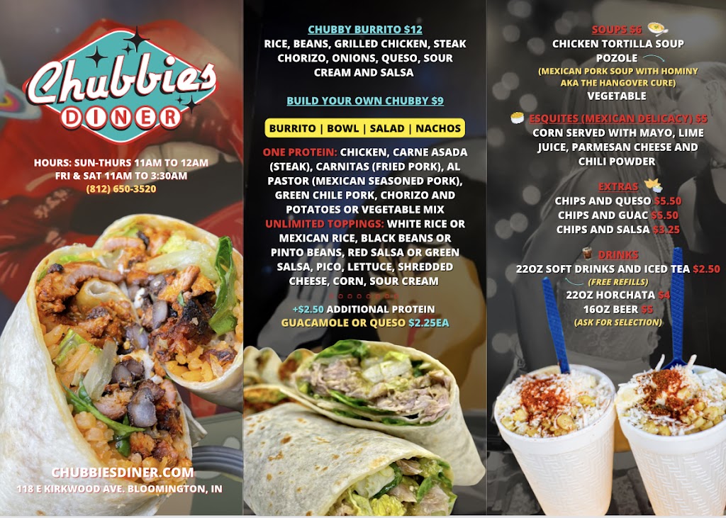 Chubbies Diner | restaurant | 118 E Kirkwood Ave, Bloomington, IN 47408, USA | 8126503520 OR +1 812-650-3520