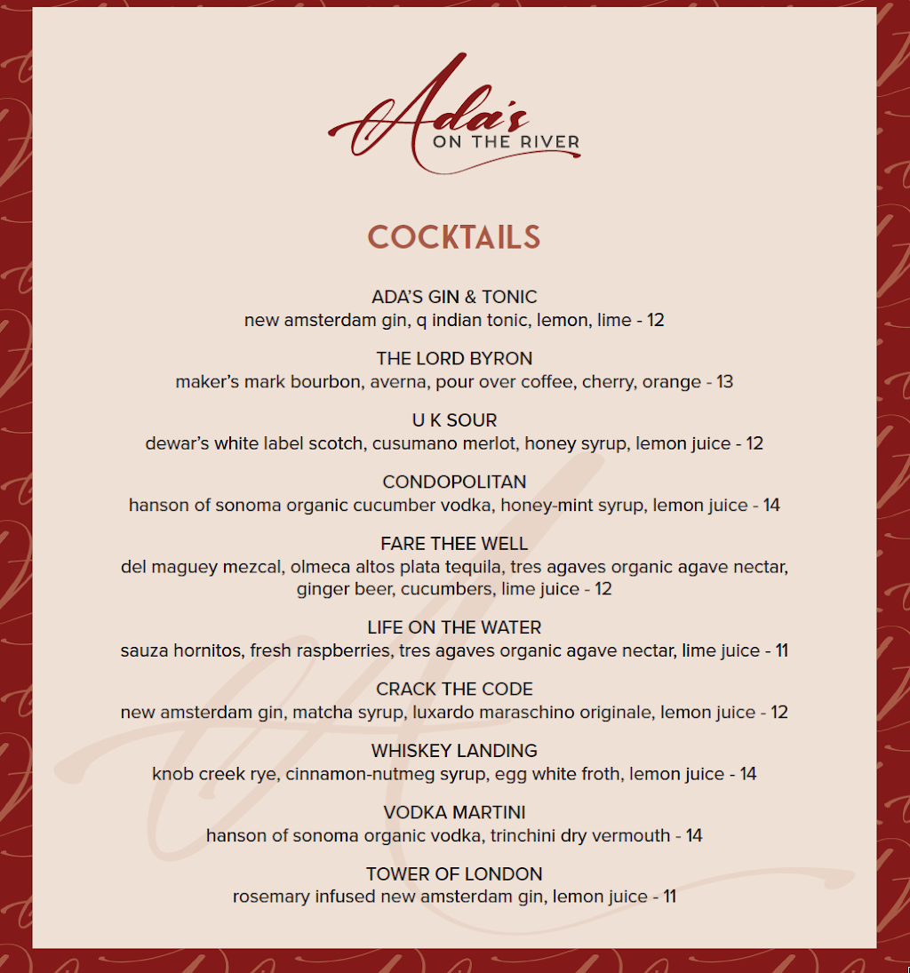 Adas on the River | restaurant | 3 Pioneer Mill Way, Alexandria, VA 22314, USA | 7036381400 OR +1 703-638-1400