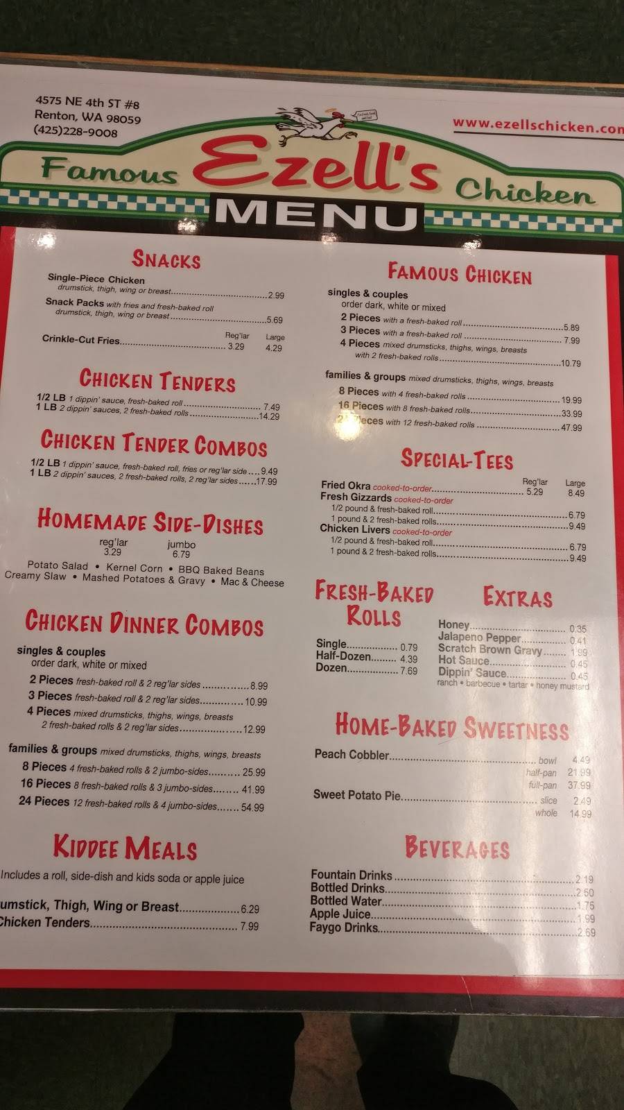 Ezells Famous Chicken | restaurant | 4575 NE 4th St, Renton, WA 98058, USA | 4252289008 OR +1 425-228-9008