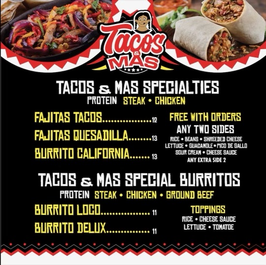 Tacos & Mas | restaurant | 2908 Oak Lake Blvd Suite 105, Charlotte, NC 28208, USA | 7048120636 OR +1 704-812-0636