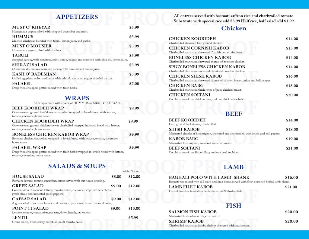 Point 11 Persian Grill | restaurant | 327 11th St, Huntington Beach, CA 92648, USA | 7149160027 OR +1 714-916-0027