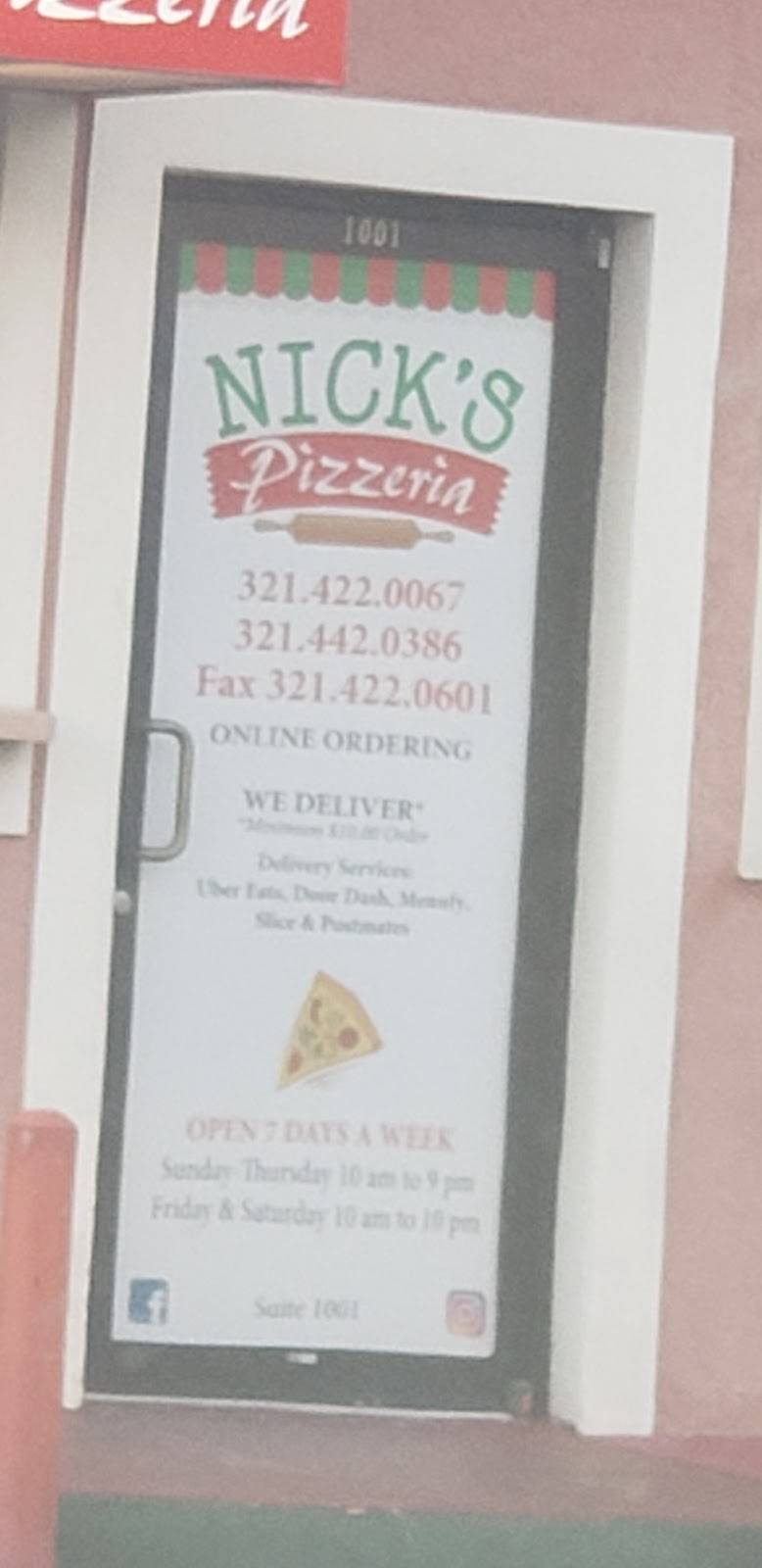 Nicks Pizza Altamonte Springs | restaurant | 1006 E Altamonte Dr Suite 1001, Altamonte Springs, FL 32701, USA | 3214220067 OR +1 321-422-0067