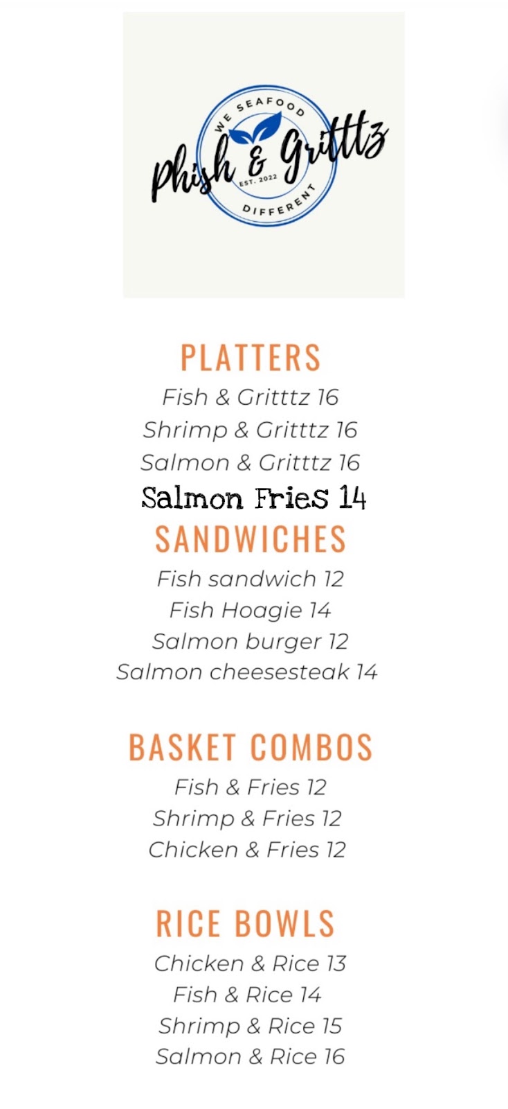 Phish & Gritttz | meal takeaway | 9228 Ashton Rd, Philadelphia, PA 19114, USA | 2679032583 OR +1 267-903-2583