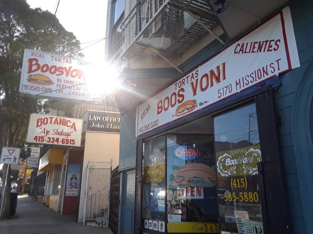 Tortas Boos Voni | restaurant | 5170 Mission St, San Francisco, CA 94112, USA | 4155855880 OR +1 415-585-5880