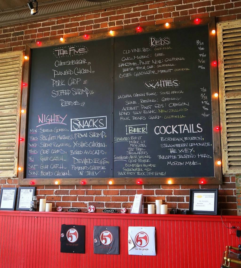 FIVE Birmingham | restaurant | 744 29th St S, Birmingham, AL 35233, USA | 2058683841 OR +1 205-868-3841