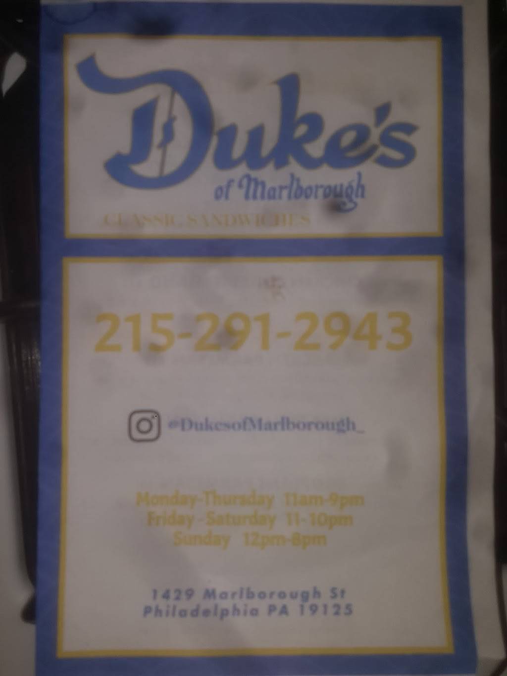 Dukes of Marlborough | restaurant | 1429 Marlborough St, Philadelphia, PA 19125, USA | 2152912943 OR +1 215-291-2943