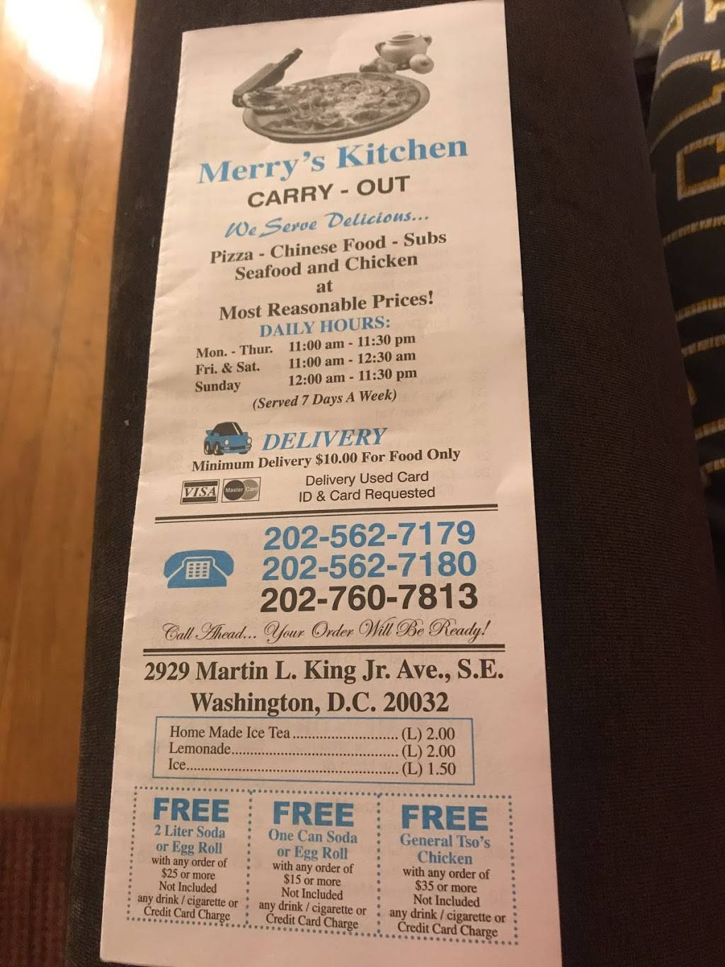 Merrys Kitchen | restaurant | 2929 Martin Luther King Jr Ave SE, Washington, DC 20032, USA | 2025627180 OR +1 202-562-7180