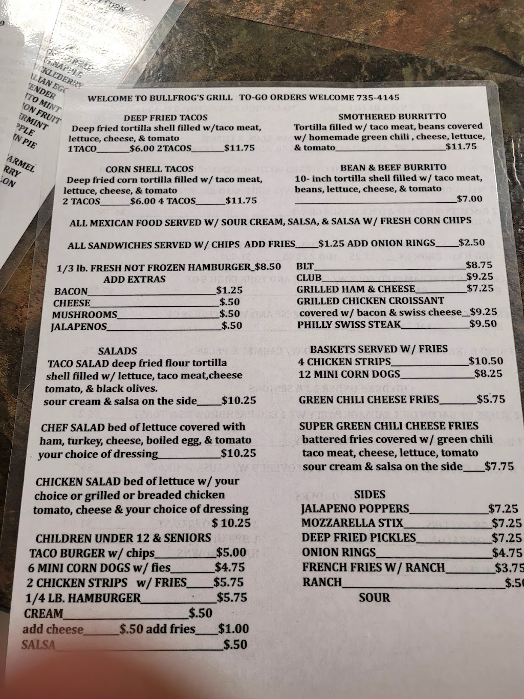 Bullfrogs Grill | restaurant | 100 S Yellowstone Hwy, Glendo, WY 82213, USA | 3077354145 OR +1 307-735-4145