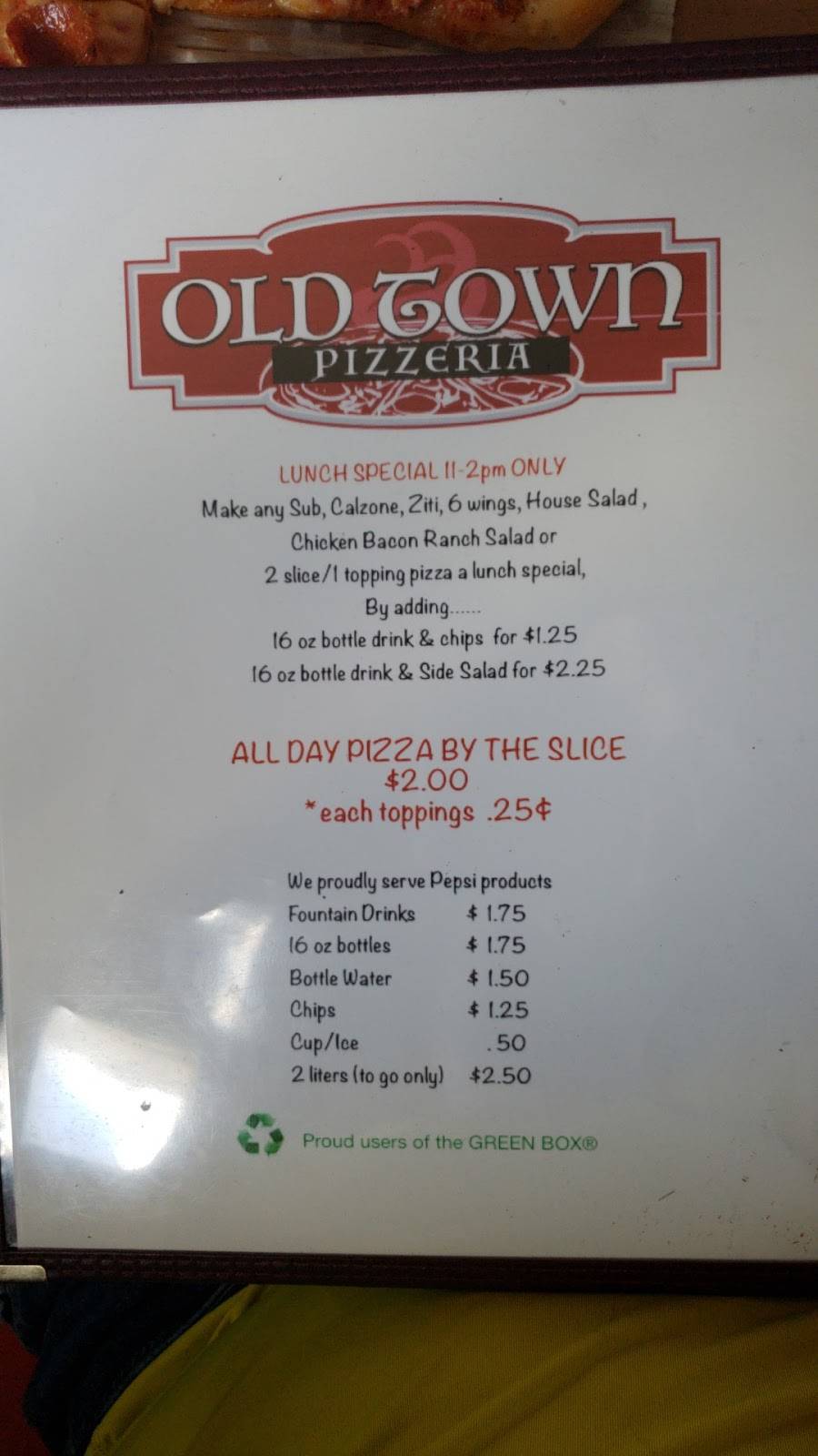 Old Town Pizzeria | restaurant | 65 N Main St, Frankfort, OH 45628, USA | 7409982222 OR +1 740-998-2222