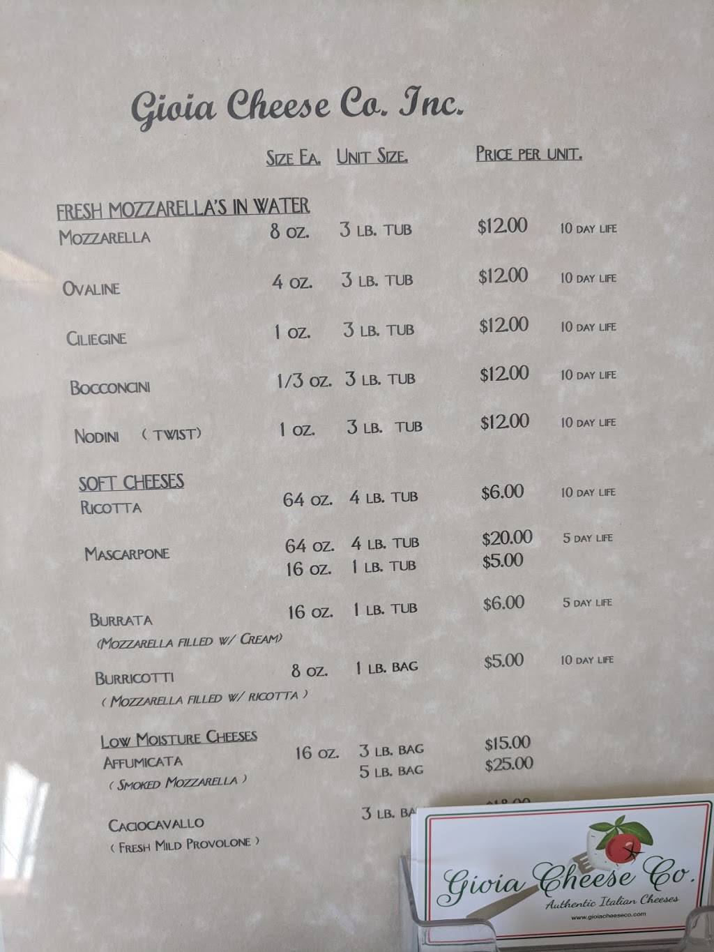 Gioia Cheese Co | restaurant | 1605 Potrero Ave, South El Monte, CA 91733, USA | 6264446015 OR +1 626-444-6015