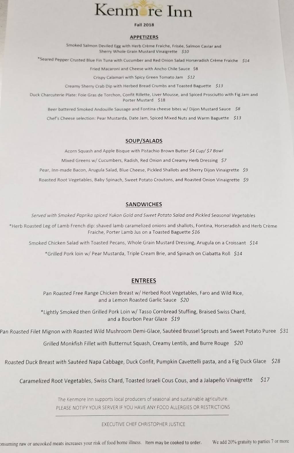 The Restaurant at the Kenmore Inn | restaurant | 1200 Princess Anne St, Fredericksburg, VA 22401, USA | 5403717622 OR +1 540-371-7622