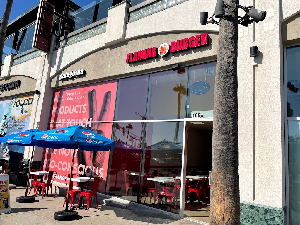 The Flaming Burger | restaurant | 300 Pacific Coast Hwy #106A, Huntington Beach, CA 92648, USA | 7145360302 OR +1 714-536-0302
