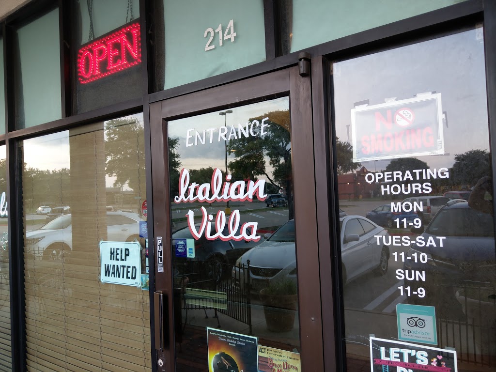 Italian Villa | restaurant | 1093 W Main St # 214, Lewisville, TX 75067, USA | 9722190930 OR +1 972-219-0930