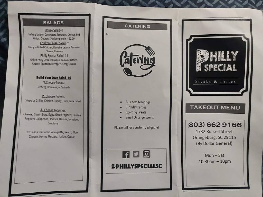 Philly Special | restaurant | 1732 Russell St, Orangeburg, SC 29115, USA | 8036629166 OR +1 803-662-9166