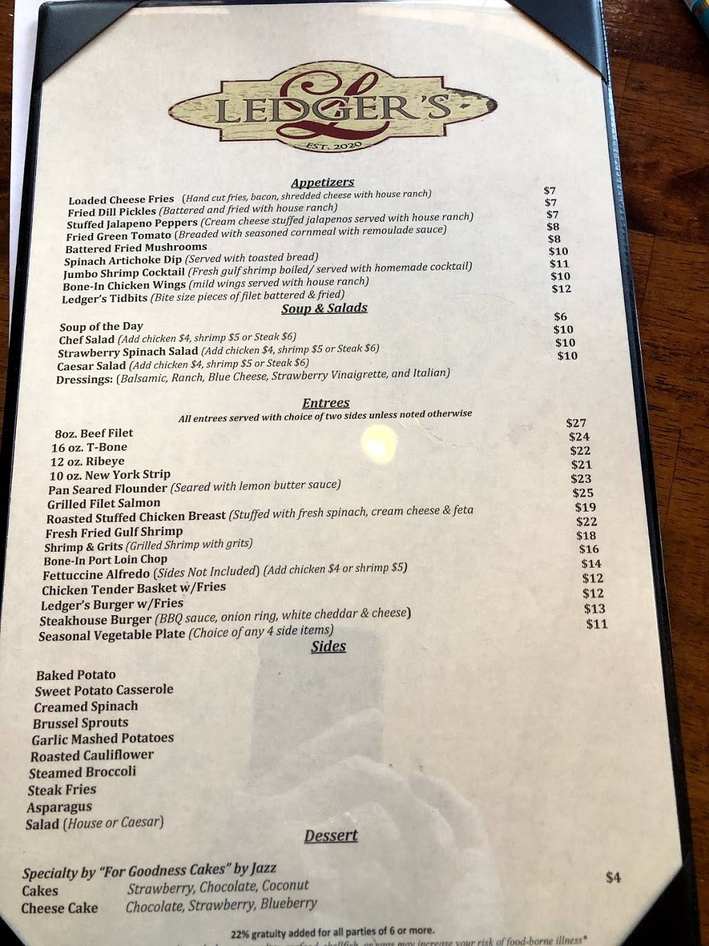 Ledgers Steakhouse and Grill | restaurant | 281 Co Rd 717, Cullman, AL 35055, USA | 2567349765 OR +1 256-734-9765