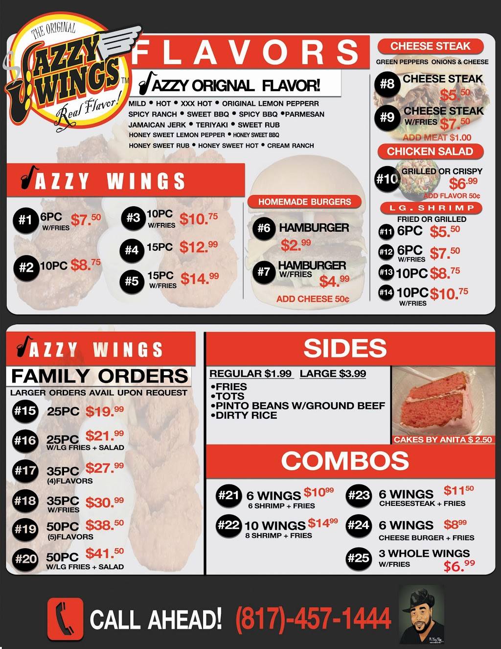 The Original Jazzy Wings | restaurant | 6620 Brentwood Stair Rd, Fort Worth, TX 76112, USA | 8174571444 OR +1 817-457-1444