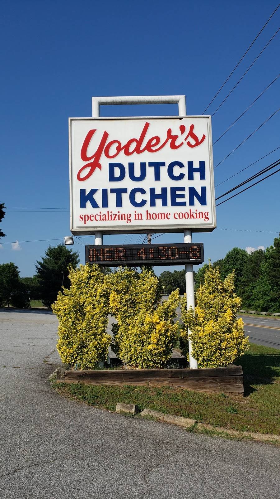 Yoders Dutch Kitchen | restaurant | 809 E Greenwood St, Abbeville, SC 29620, USA | 8643665556 OR +1 864-366-5556