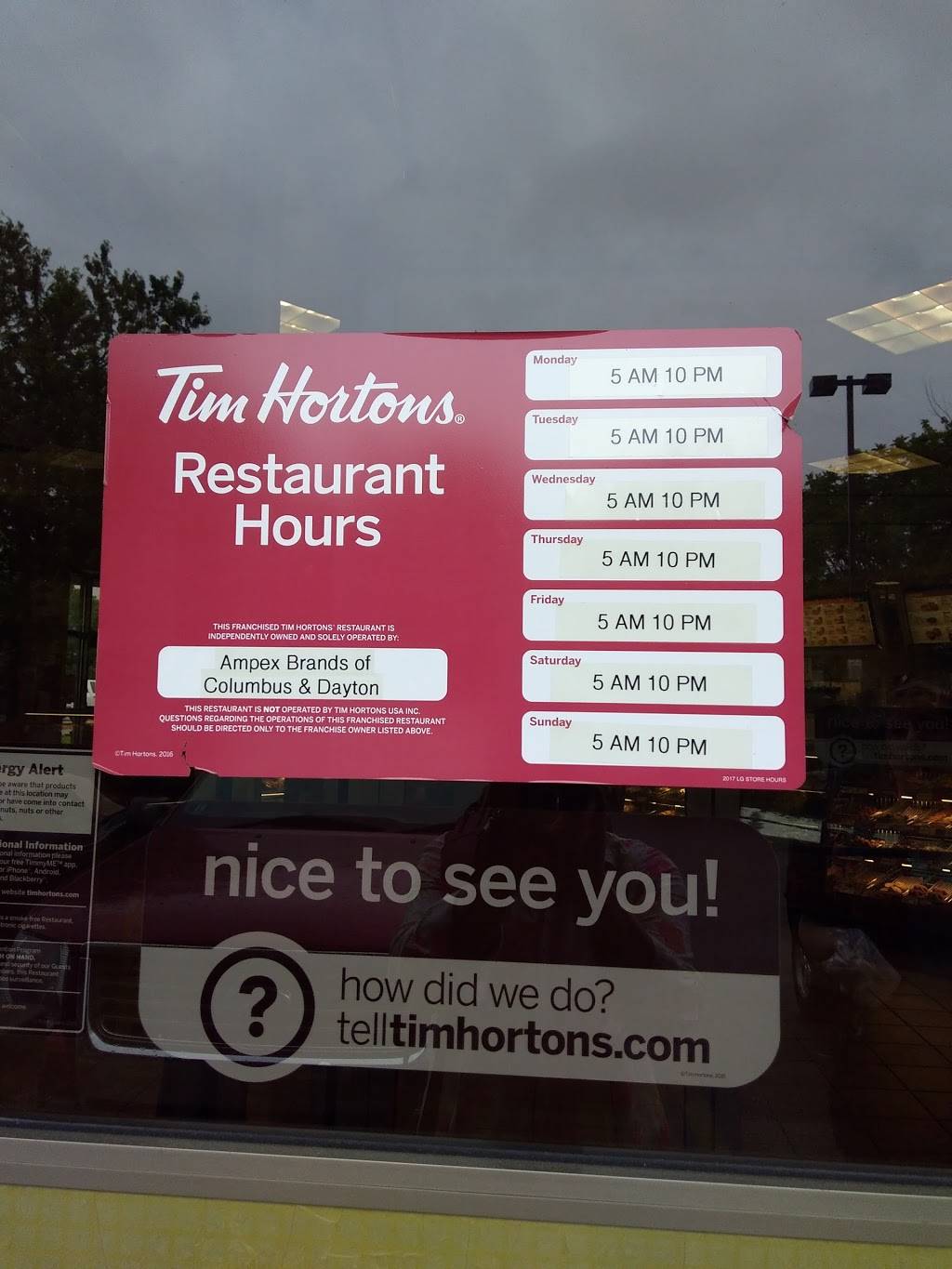 Tim Hortons | restaurant | 555 Fifth St, Parkersburg, WV 26101, USA | 3044284104 OR +1 304-428-4104