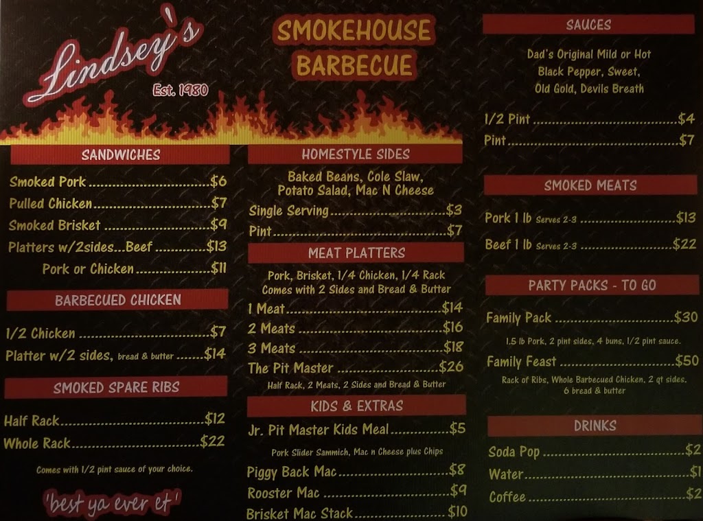 Lindseys SmokeHouse Barbecue | restaurant | 10961 Hebron Rd, Buckeye Lake, OH 43008, USA | 7406167227 OR +1 740-616-7227