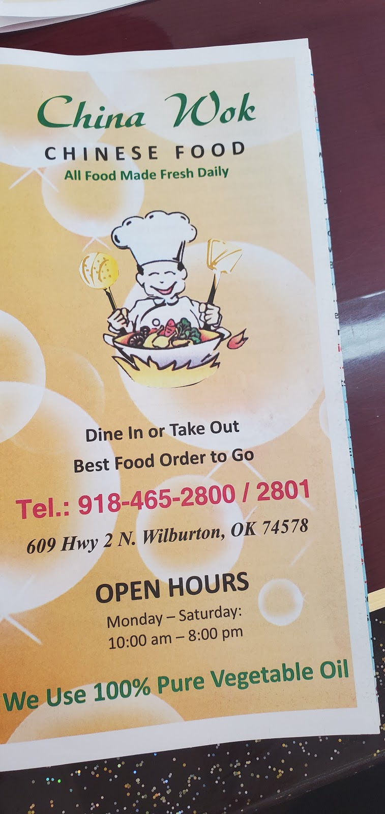 China Wok | restaurant | 609 OK-2, Wilburton, OK 74578, USA | 9184652800 OR +1 918-465-2800