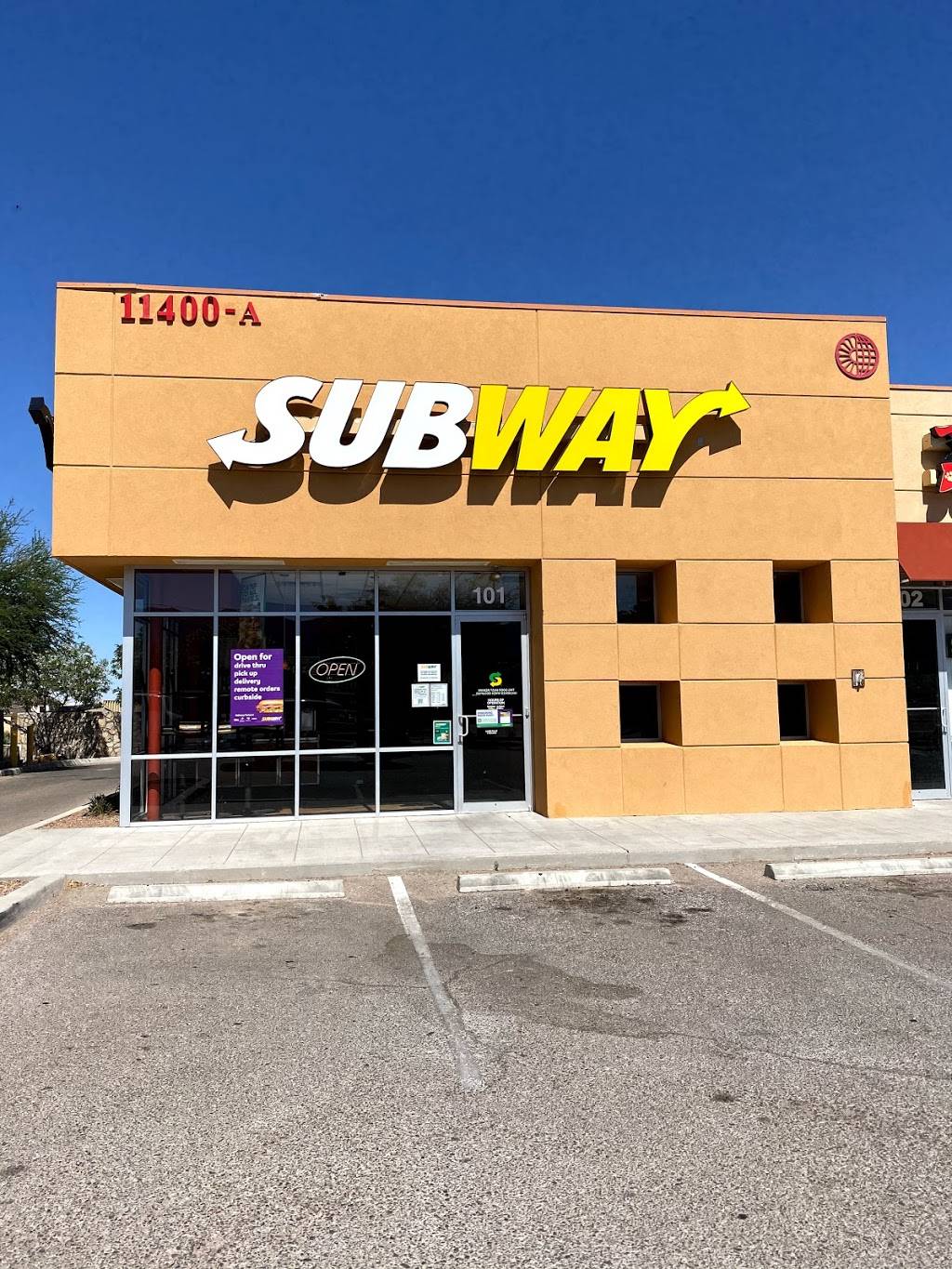 Subway | restaurant | 11400 Sean Haggerty Dr Building A, Suite 101, El Paso, TX 79934, USA | 9158221140 OR +1 915-822-1140