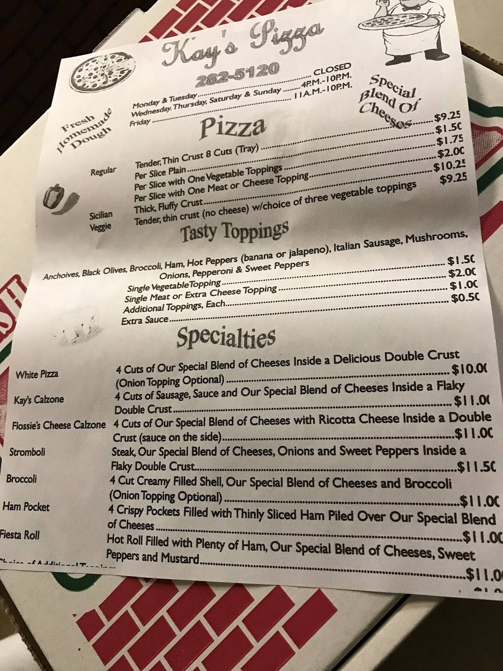 Kays Pizza | restaurant | 333 Main St, Childs, PA 18407, USA | 5702825120 OR +1 570-282-5120
