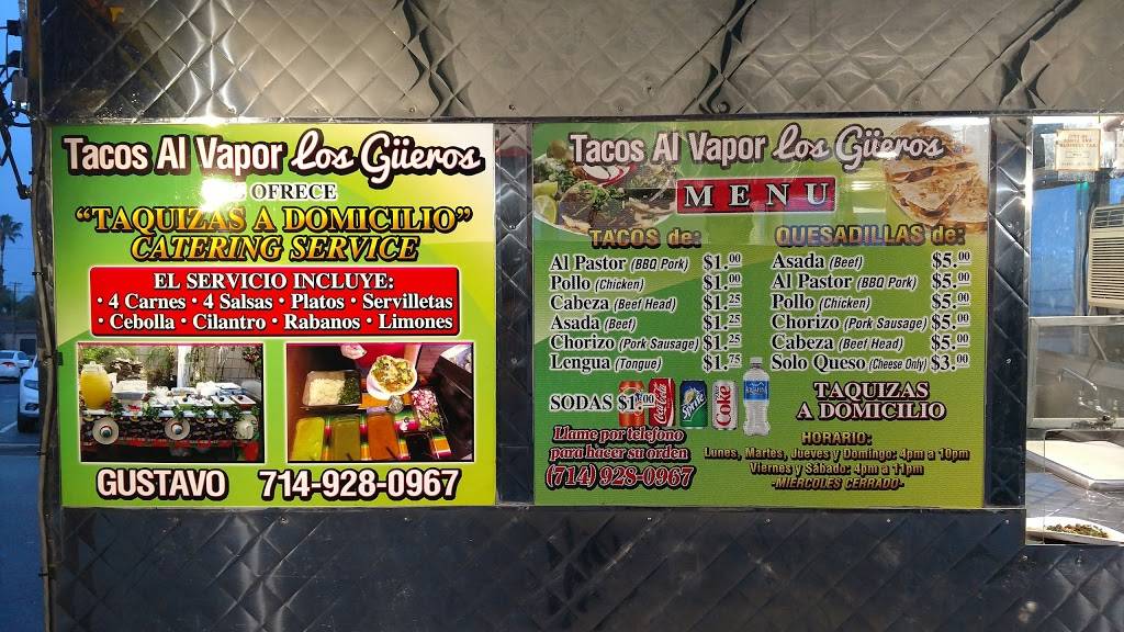 Lonchera Los Gueros Tacos Al Vapor | restaurant | 1910 Old Tustin Ave, Santa Ana, CA 92705, USA | 7149280967 OR +1 714-928-0967