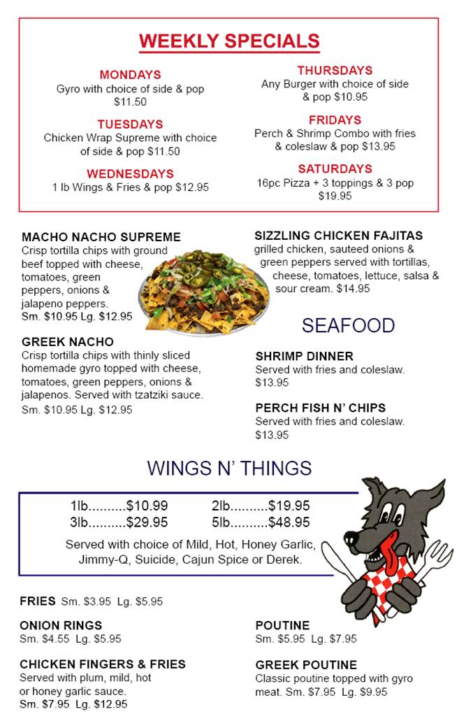 The Hungry Wolf Restaurant | restaurant | 25 Amy Croft Dr, Tecumseh, ON N9C 1K8, Canada | 5197350072 OR +1 519-735-0072