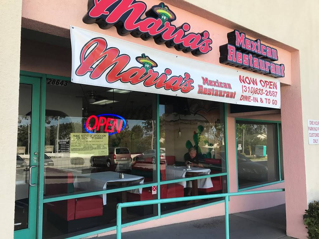 Marias Mexican Restaurant | restaurant | 28643 S Western Ave, Rancho Palos Verdes, CA 90275, USA | 3108332687 OR +1 310-833-2687