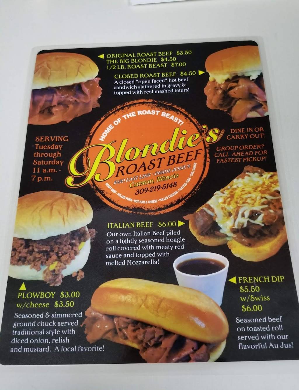 Josies Tap and Blondies Roast Beef | restaurant | 1030 E Linn St, Canton, IL 61520, USA | 3092195148 OR +1 309-219-5148