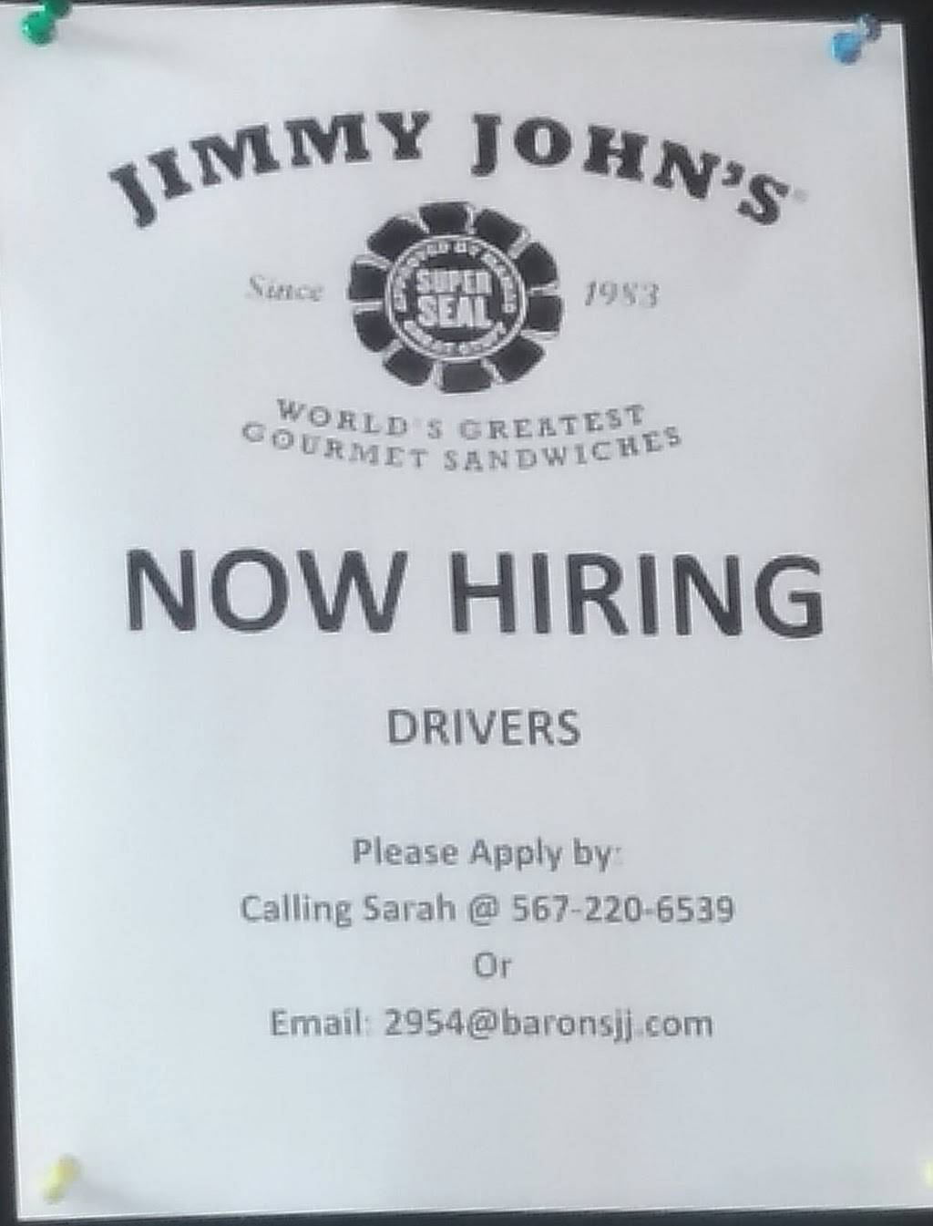 Jimmy Johns | meal delivery | 2161 W Market St, Tiffin, OH 44883, USA | 5672206539 OR +1 567-220-6539