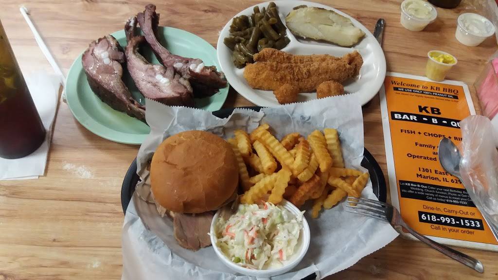 K B Bar B Que | restaurant | 1301 E Main St, Marion, IL 62959, USA | 6189931533 OR +1 618-993-1533