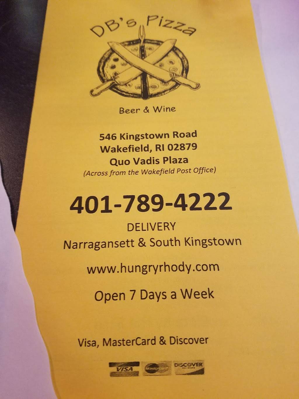 D.B.s Pizza | meal delivery | 546 Kingstown Rd, Wakefield, RI 02879, USA | 4017894222 OR +1 401-789-4222