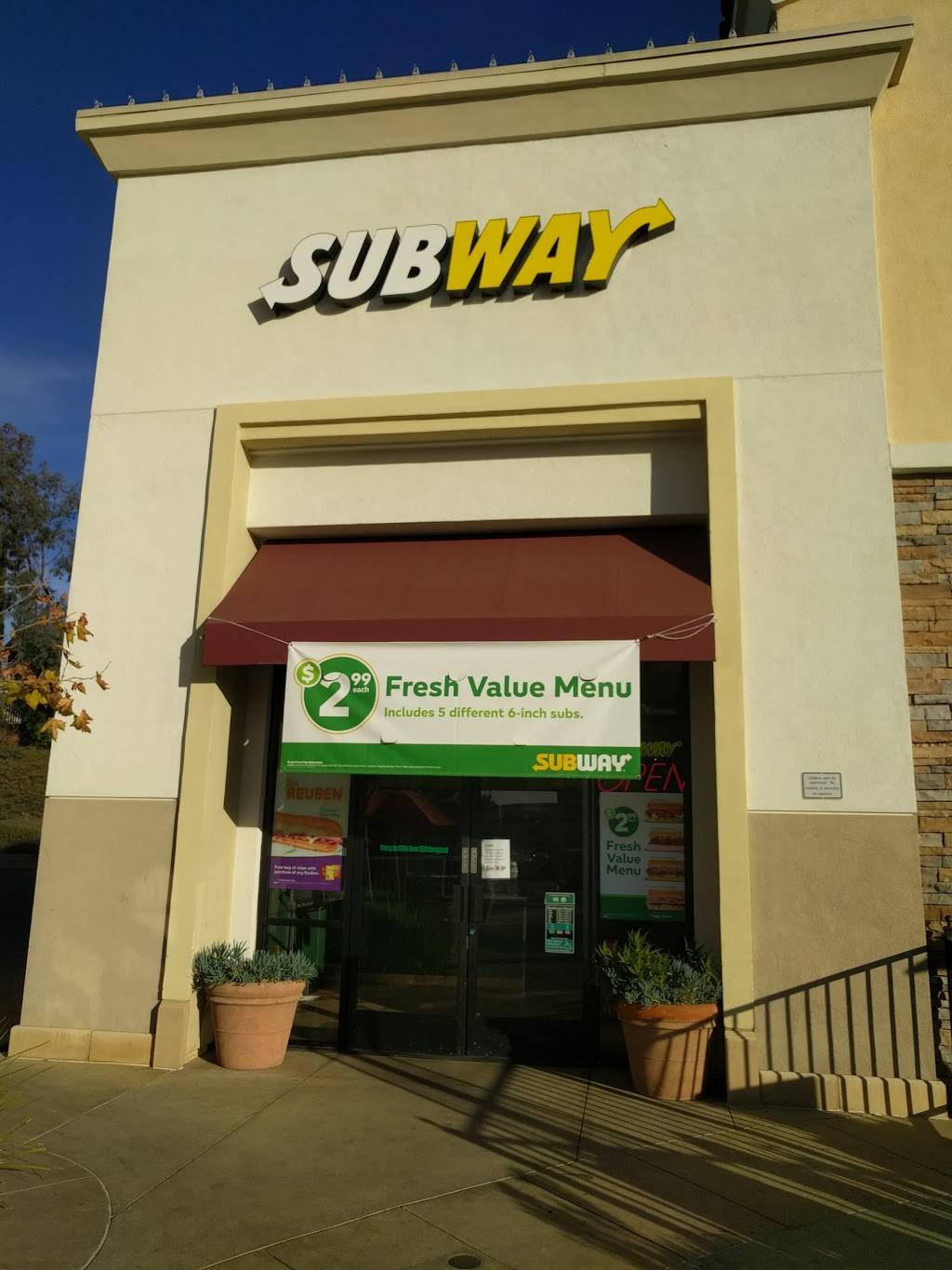 Subway | restaurant | 31891 Rancho California Rd #100, Temecula, CA 92591, USA | 9515876274 OR +1 951-587-6274