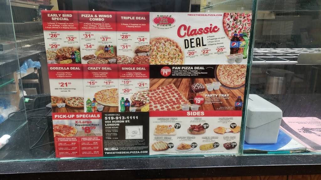 Twice The Deal Pizza | restaurant | 994 Huron St, London, ON N5Y 4K6, Canada | 5199131111 OR +1 519-913-1111