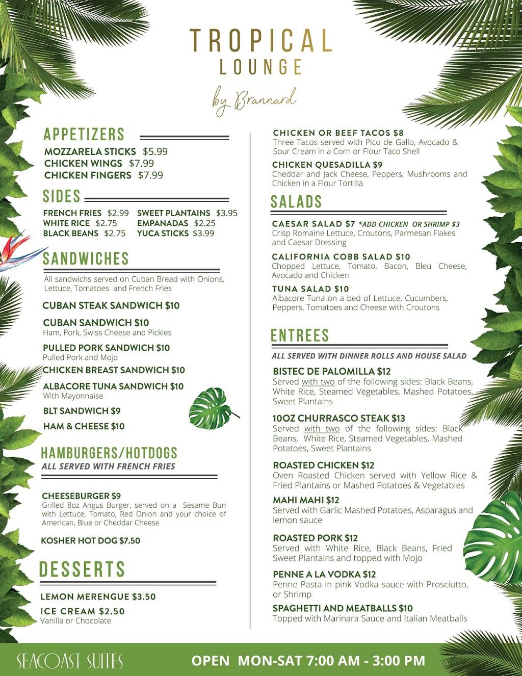 Tropical Lounge by Seacoast Suites Hotel | restaurant | 5101 Collins Ave, Miami Beach, FL 33140, USA | 7864566882 OR +1 786-456-6882