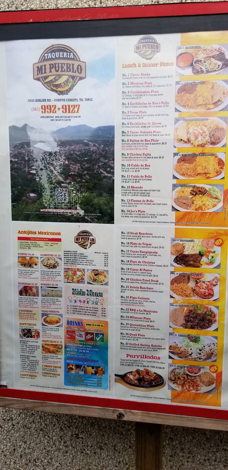 Taqueria Mi Pueblo | restaurant | 2033 Airline Rd, Corpus Christi, TX 78412, USA | 3619929127 OR +1 361-992-9127
