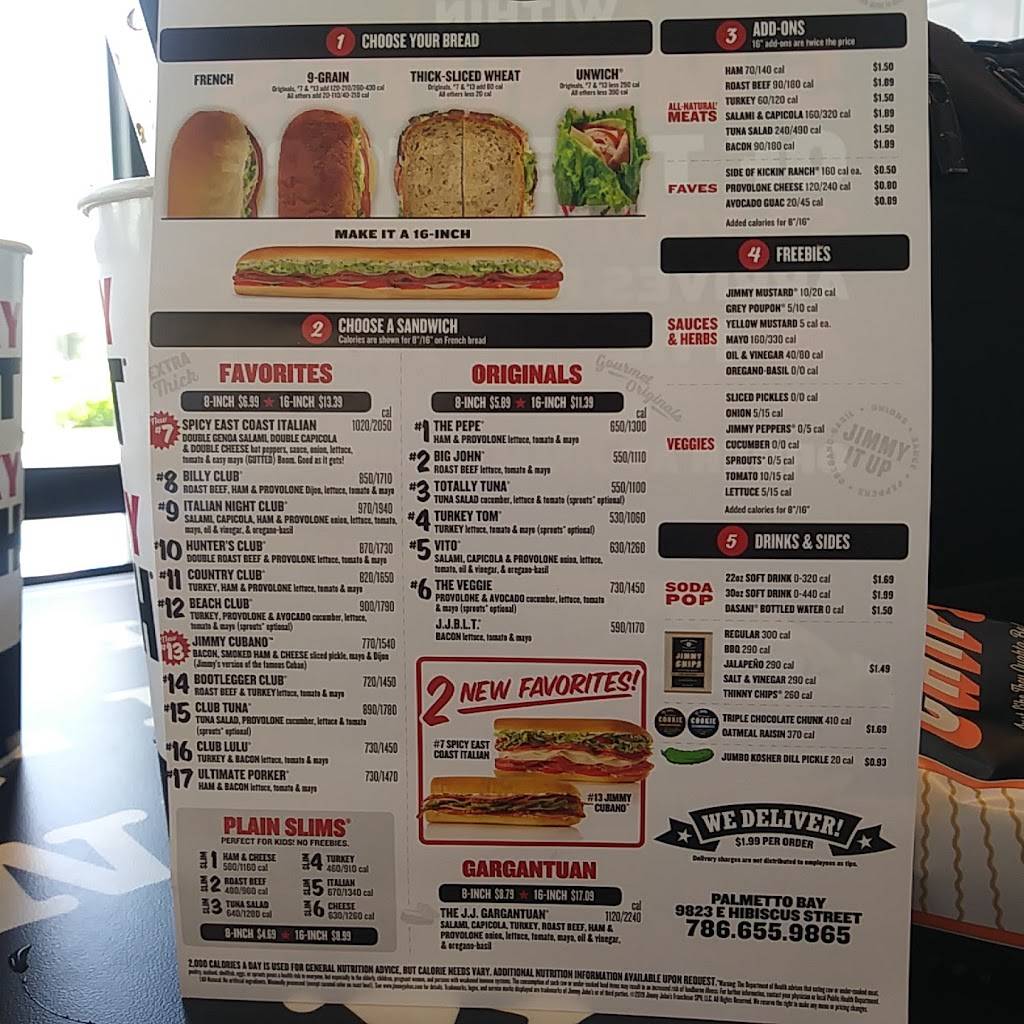 Jimmy Johns | meal delivery | 9823 Hibiscus St, Palmetto Bay, FL 33157, USA | 7866559865 OR +1 786-655-9865