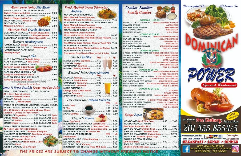 Dominican Power Restaurant | restaurant | 899 Broadway, Bayonne, NJ 07002, USA | 2014558554 OR +1 201-455-8554